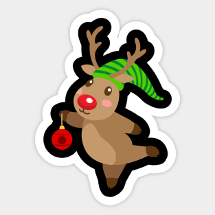 Deer With Christmas Hat Sticker